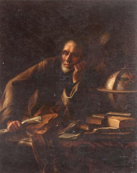 unknow artist The astrologer copernicus seated at a table strewn with papers,books and a globe,a negro attendant standing beside him china oil painting image